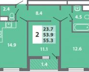 2-комнатная квартира площадью 55.3 кв.м, Производственная ул., 6С32 | цена 6 221 250 руб. | www.metrprice.ru