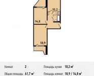 2-комнатная квартира площадью 61.7 кв.м,  | цена 5 028 550 руб. | www.metrprice.ru