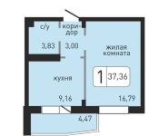 1-комнатная квартира площадью 37.36 кв.м, Хлебозаводская улица, 10 | цена 2 084 688 руб. | www.metrprice.ru