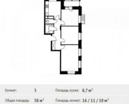 3-комнатная квартира площадью 58 кв.м, Красная улица, 64 | цена 4 323 726 руб. | www.metrprice.ru