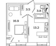 1-комнатная квартира площадью 40.4 кв.м, Рязанский просп., 2 | цена 6 725 866 руб. | www.metrprice.ru
