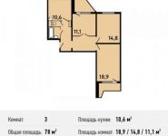 3-комнатная квартира площадью 78 кв.м, Тихонравова ул. (Юбилейный мкр) | цена 5 549 700 руб. | www.metrprice.ru