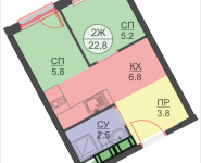 2-комнатная квартира площадью 22.8 кв.м, Авангардная, корп.7 | цена 2 964 000 руб. | www.metrprice.ru