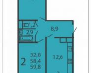 2-комнатная квартира площадью 59.8 кв.м, Загорьевская улица, 25 | цена 6 964 308 руб. | www.metrprice.ru