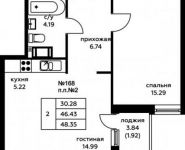 2-комнатная квартира площадью 48.4 кв.м,  | цена 4 160 517 руб. | www.metrprice.ru