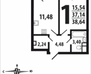 1-комнатная квартира площадью 38.64 кв.м, Нововатутинский проспект, 10/2 | цена 3 786 720 руб. | www.metrprice.ru