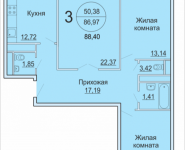 3-комнатная квартира площадью 88.4 кв.м, Садовая, 3, корп.1Б | цена 4 751 708 руб. | www.metrprice.ru