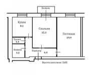 2-комнатная квартира площадью 54.3 кв.м, Кржижановского ул., 8К2 | цена 10 500 000 руб. | www.metrprice.ru