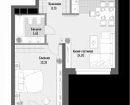 1-комнатная квартира площадью 33.6 кв.м, Ильменский проезд, 17к3 | цена 7 533 120 руб. | www.metrprice.ru