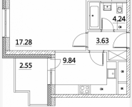 1-комнатная квартира площадью 37.54 кв.м, Лазоревый пр., 3 | цена 8 043 170 руб. | www.metrprice.ru