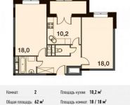 2-комнатная квартира площадью 62 кв.м,  | цена 5 756 080 руб. | www.metrprice.ru