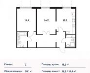 2-комнатная квартира площадью 70 кв.м, Боровское ш., 2 | цена 7 220 300 руб. | www.metrprice.ru