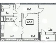 2-комнатная квартира площадью 63.7 кв.м, пр-кт Будённого, д. 51к1 | цена 11 431 876 руб. | www.metrprice.ru