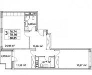 3-комнатная квартира площадью 80 кв.м, Лазоревый пр., 3С7 | цена 16 881 480 руб. | www.metrprice.ru