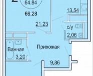 2-комнатная квартира площадью 66.28 кв.м, Садовая, корп.1Б | цена 3 492 850 руб. | www.metrprice.ru