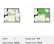 1-комнатная квартира площадью 46.8 кв.м, Сигнальный проезд, 3 | цена 8 152 560 руб. | www.metrprice.ru