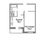 1-комнатная квартира площадью 39.4 кв.м,  | цена 2 791 411 руб. | www.metrprice.ru