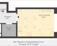 1-комнатная квартира площадью 23.7 кв.м, Октябрьская, корп.2 | цена 2 745 881 руб. | www.metrprice.ru