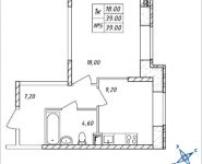 1-комнатная квартира площадью 39 кв.м, Дружбы, 45 | цена 3 063 450 руб. | www.metrprice.ru