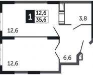 1-комнатная квартира площадью 35.6 кв.м, Северное шоссе, 4 | цена 2 075 480 руб. | www.metrprice.ru