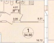 1-комнатная квартира площадью 35 кв.м, Донецкая улица, 30с29 | цена 3 800 000 руб. | www.metrprice.ru