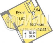 1-комнатная квартира площадью 38.2 кв.м, Зеленые Аллеи бул. | цена 3 200 000 руб. | www.metrprice.ru