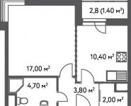 1-комнатная квартира площадью 39.3 кв.м, Софьи Ковалевской улица, д.20, к.2 | цена 5 603 001 руб. | www.metrprice.ru