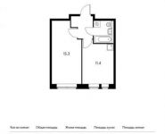 1-комнатная квартира площадью 33.9 кв.м, улица Дмитрия Ульянова, 6к1 | цена 4 420 560 руб. | www.metrprice.ru