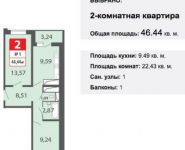 2-комнатная квартира площадью 46.4 кв.м, Южная ул. | цена 3 800 000 руб. | www.metrprice.ru
