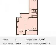 2-комнатная квартира площадью 61 кв.м,  | цена 3 612 329 руб. | www.metrprice.ru