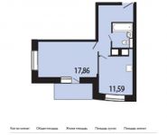 1-комнатная квартира площадью 43.8 кв.м,  | цена 4 073 400 руб. | www.metrprice.ru
