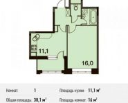 1-комнатная квартира площадью 38.1 кв.м, | цена 4 078 605 руб. | www.metrprice.ru