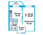 1-комнатная квартира площадью 33.9 кв.м, Рупасовский 2-й пер., 3 | цена 3 500 000 руб. | www.metrprice.ru