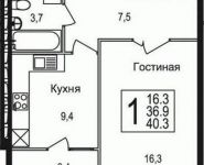 1-комнатная квартира площадью 40.3 кв.м, Щелково платф, 1 | цена 2 729 036 руб. | www.metrprice.ru