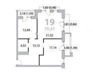 2-комнатная квартира площадью 78.4 кв.м,  | цена 8 923 555 руб. | www.metrprice.ru