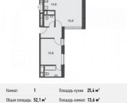 1-комнатная квартира площадью 52.1 кв.м в Апартаменты "Волга", Спасская Большая ул., 4С1 | цена 13 650 200 руб. | www.metrprice.ru