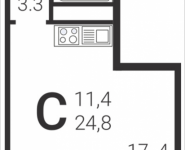 1-комнатная квартира площадью 24.8 кв.м, Бибиревская, корп.4.1 | цена 3 280 854 руб. | www.metrprice.ru