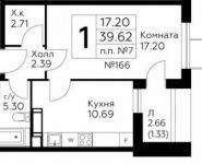 1-комнатная квартира площадью 39.6 кв.м в ЖК "Южное Бунино",  | цена 3 343 928 руб. | www.metrprice.ru