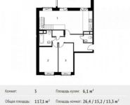 3-комнатная квартира площадью 117.1 кв.м, Фруктовая улица, 1 | цена 17 500 852 руб. | www.metrprice.ru