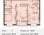 2-комнатная квартира площадью 59.7 кв.м, Ясеневая ул., 14С8 | цена 9 492 300 руб. | www.metrprice.ru