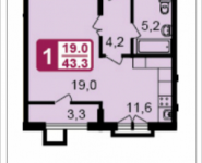 1-комнатная квартира площадью 43.3 кв.м, Ивановская, 7, корп.1Б | цена 3 464 000 руб. | www.metrprice.ru