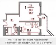 1-комнатная квартира площадью 46.2 кв.м, Талдомская улица, 17к1 | цена 4 851 000 руб. | www.metrprice.ru