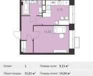 1-комнатная квартира площадью 35.01 кв.м,  | цена 2 979 351 руб. | www.metrprice.ru