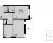 2-комнатная квартира площадью 59.9 кв.м, Радио ул. | цена 6 493 160 руб. | www.metrprice.ru