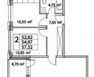 2-комнатная квартира площадью 57 кв.м, Лазоревый пр., 3С7 | цена 10 862 140 руб. | www.metrprice.ru