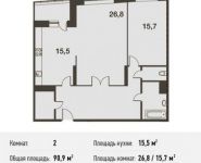 2-комнатная квартира площадью 90.9 кв.м, Н.А.Некрасова ул, 18 | цена 6 476 625 руб. | www.metrprice.ru