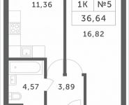 1-комнатная квартира площадью 36.64 кв.м, Мякининское шоссе | цена 3 187 680 руб. | www.metrprice.ru