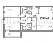 3-комнатная квартира площадью 135.8 кв.м в ЖК "Литератор", улица Льва Толстого, 23/7 | цена 113 750 000 руб. | www.metrprice.ru