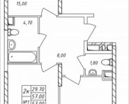 2-комнатная квартира площадью 57 кв.м, Дружбы, 50 | цена 5 013 948 руб. | www.metrprice.ru