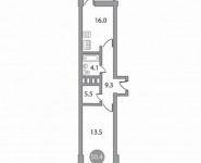 1-комнатная квартира площадью 51 кв.м, Радужная улица, 4/1 | цена 4 963 394 руб. | www.metrprice.ru